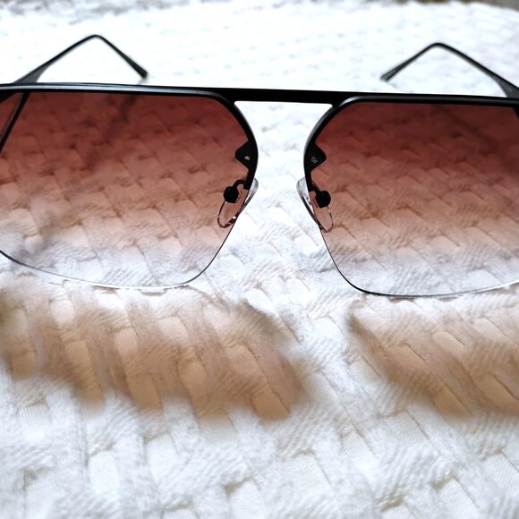 Women's Aviator Style Sunglasses Black Brown - Picture 4 of 7
